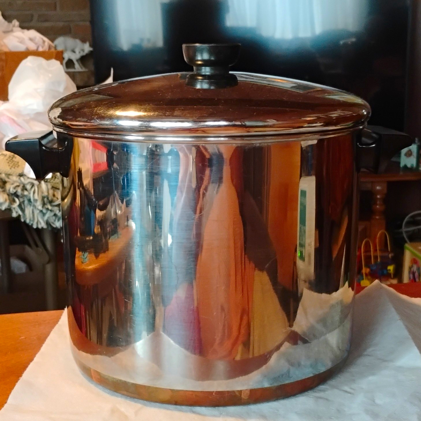 Revere Ware 8 Qt Stainless Steel Stockpot w/ Lid Double Handles 94e
