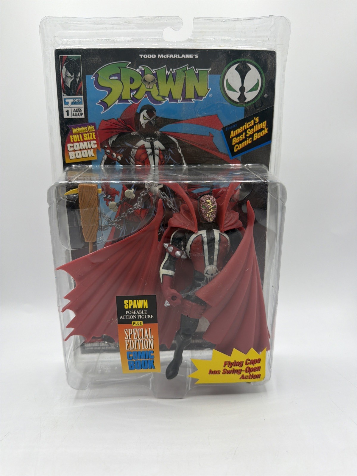 Todd McFarlane's Spawn Flying Cape Ultra-Action Figure 1994 w Comic Book Box New