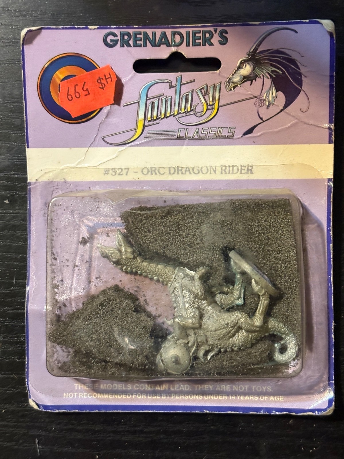 Grenadier Fantasy Classics #327 Orc Dragon Rider 1992 Sealed OOP Miniature