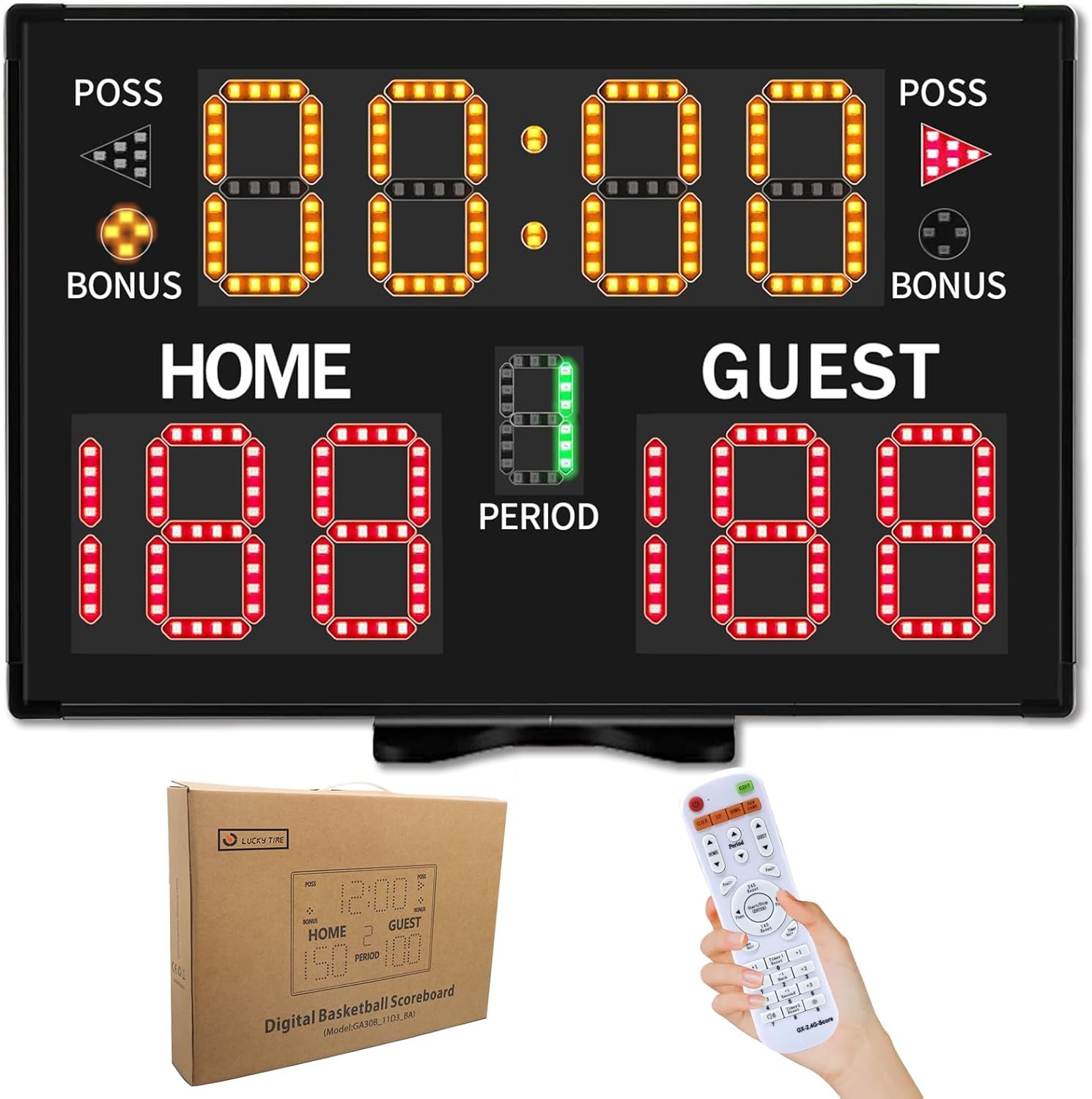 Electronic Basketball Scoreboard with Buzzer, Digital Scoreboard with Remote