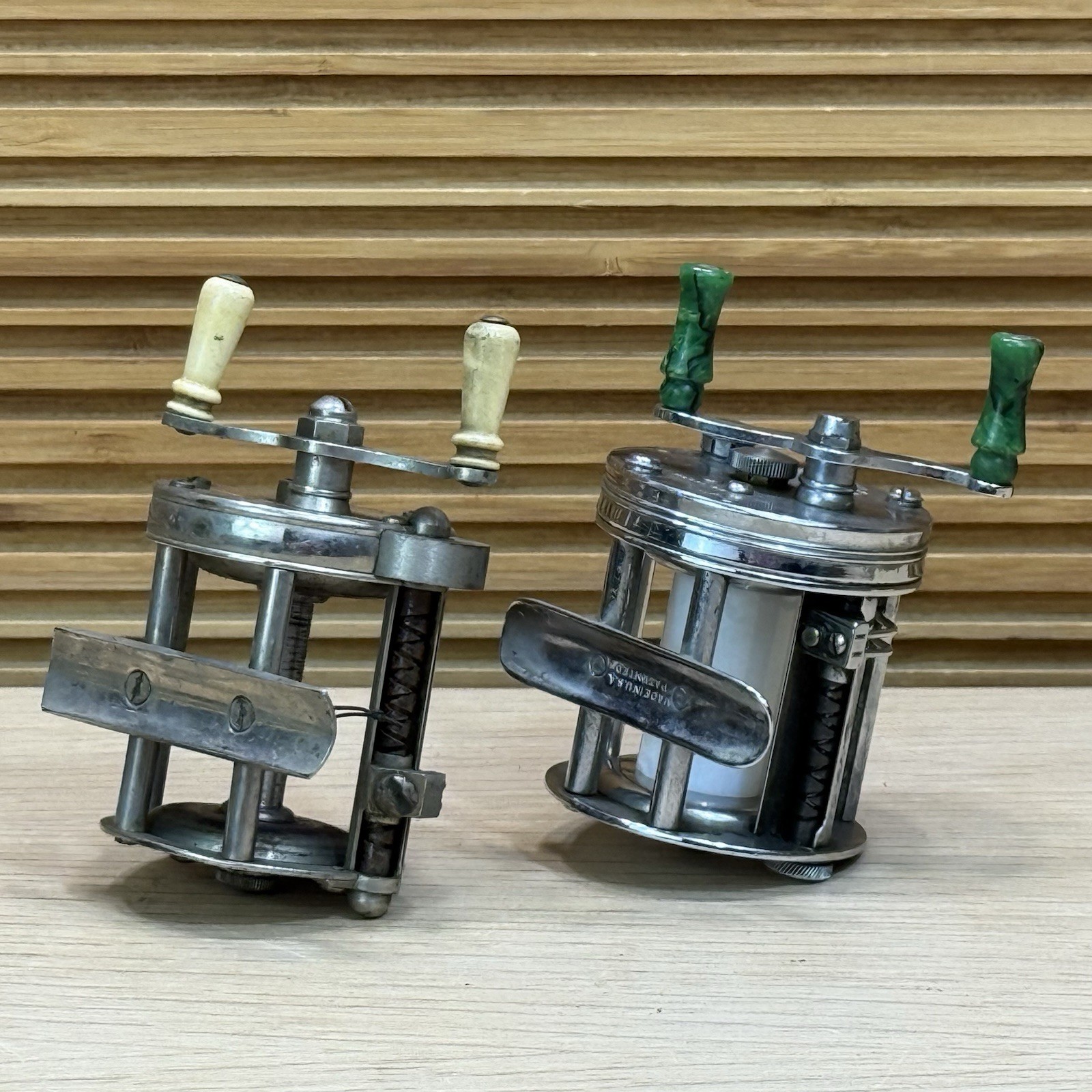 2x Vintage Casting Fishing Reels Pflueger Akron 1923 & Shakespeare 1932 TRU-AXIS