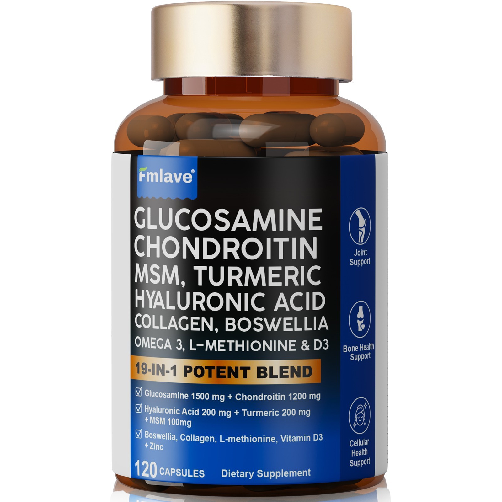 Glucosamine Chondroitin Turmeric MSM Triple Strength Joint Support 120/240/480ct
