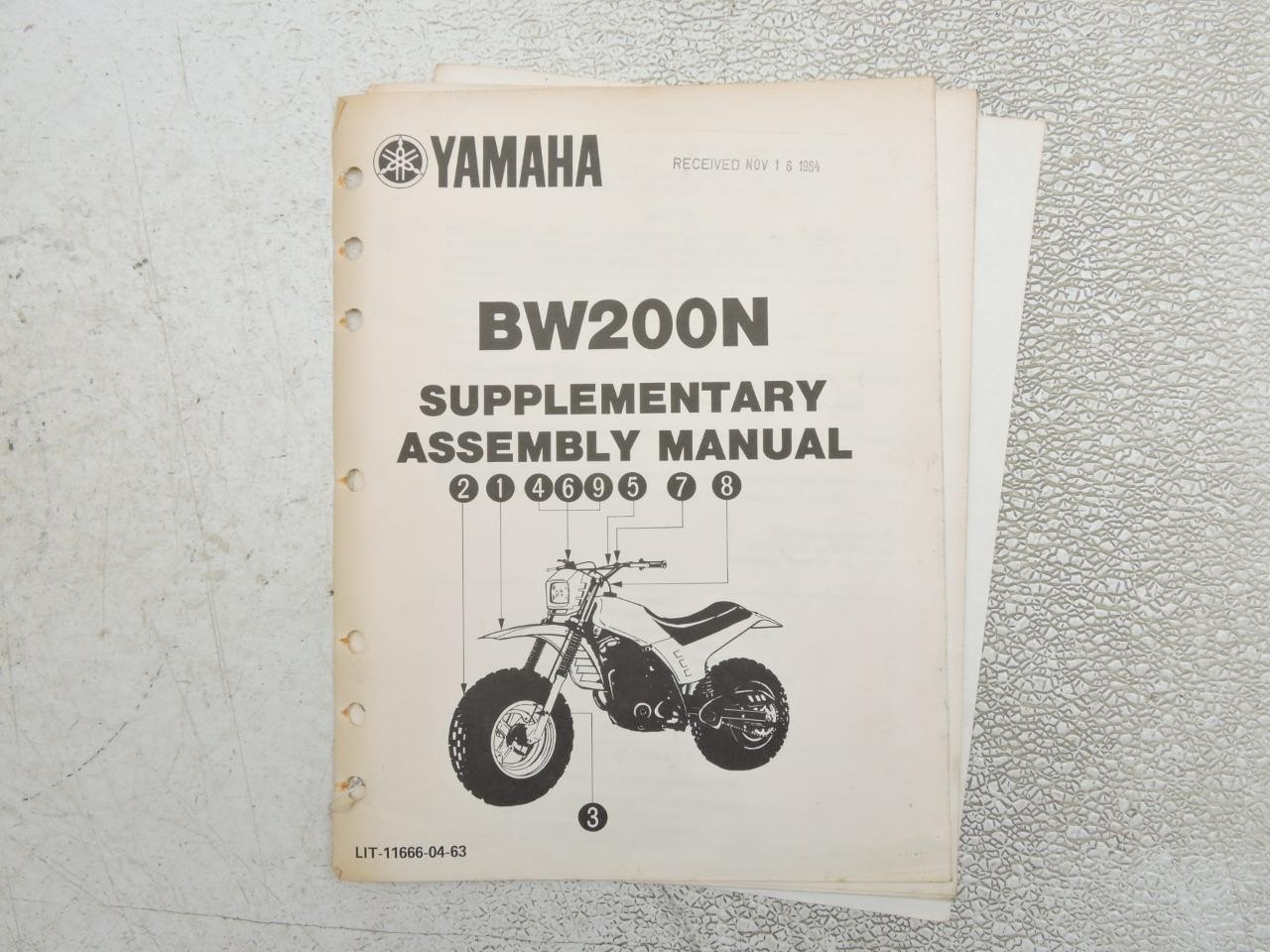 1985 Yamaha Supplementary Assembly Manual BW200N Big Wheel L14234