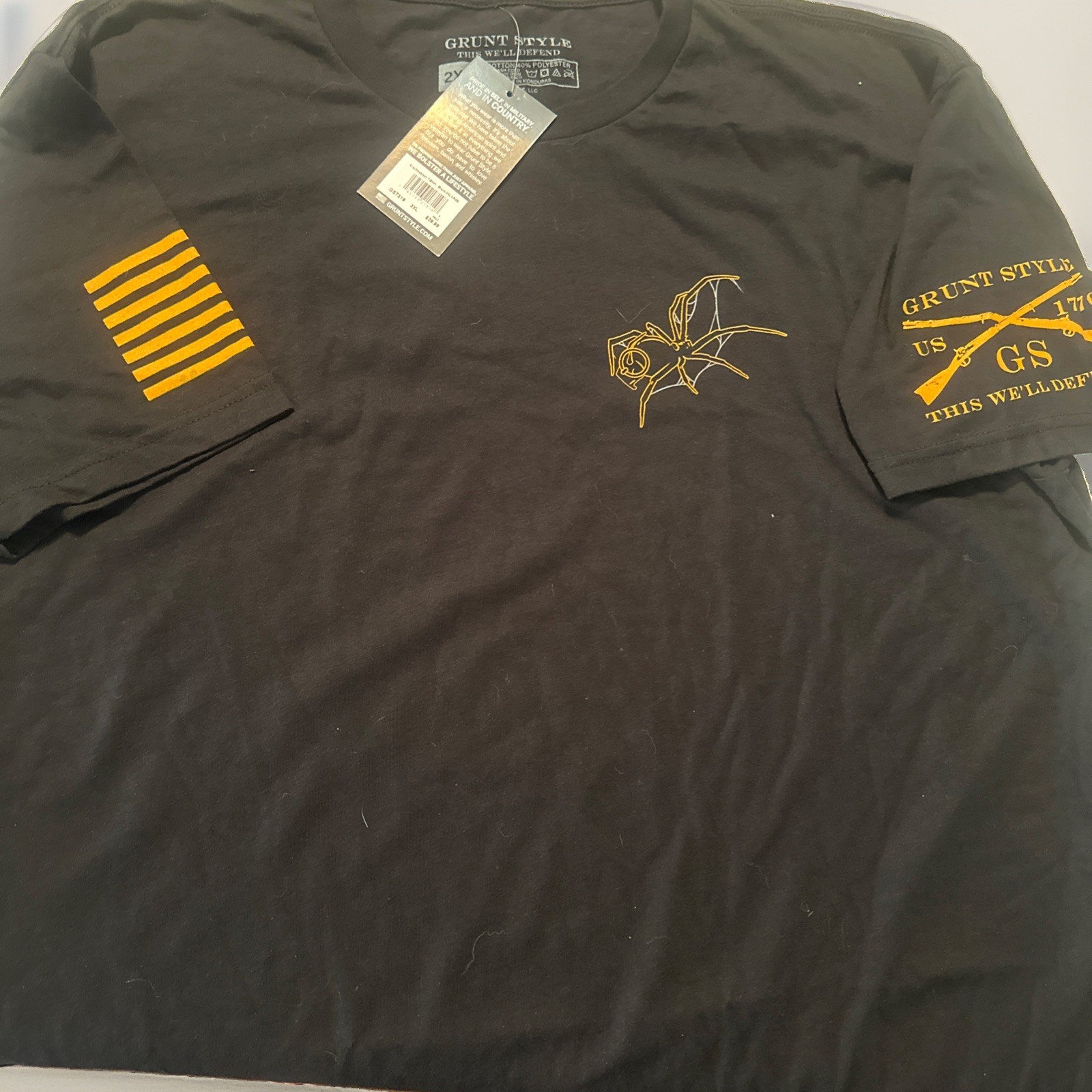 Grunt Style Patriotic USA Spider Graphic Tee Black Crew Neck Men S-4XL Halloween Grunt Style Patriotic USA Spider Graphic Tee Black Crew Neck Men S-4XL Halloween