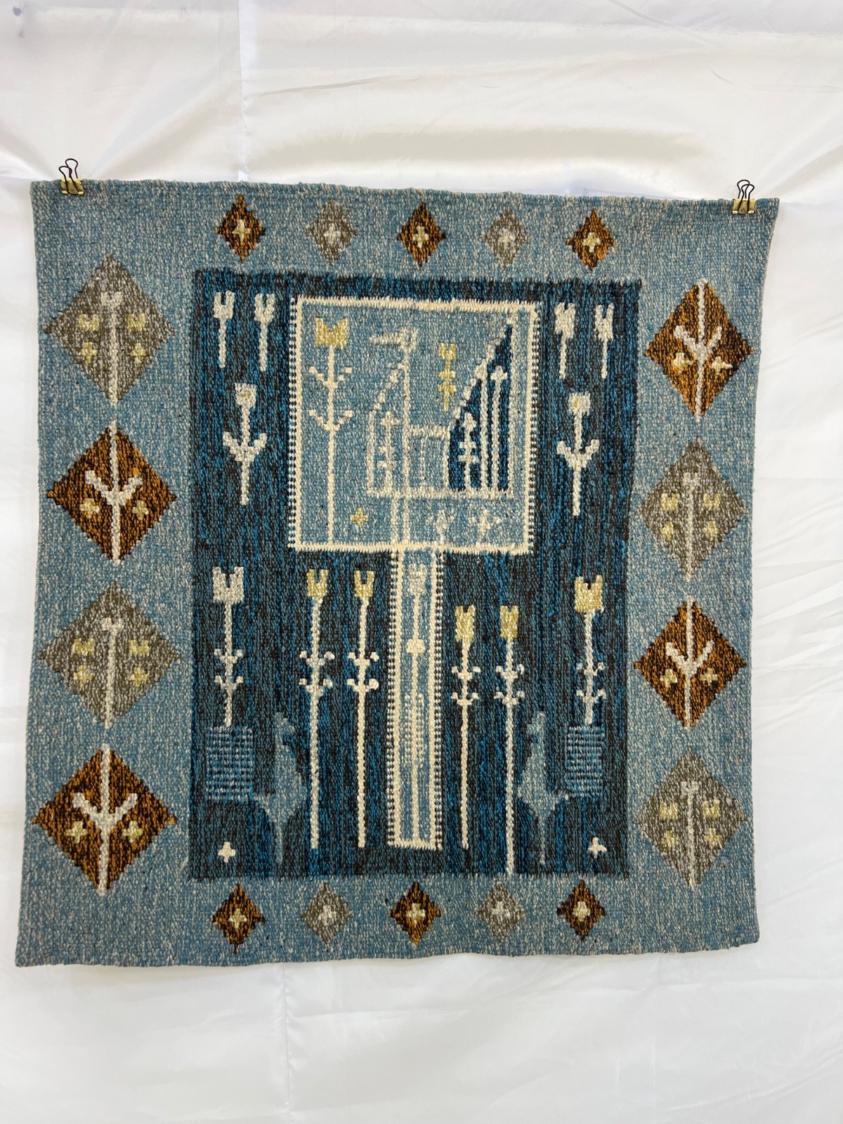 Vintage Eva Nemeth Handwoven Tribal Geometric Rug