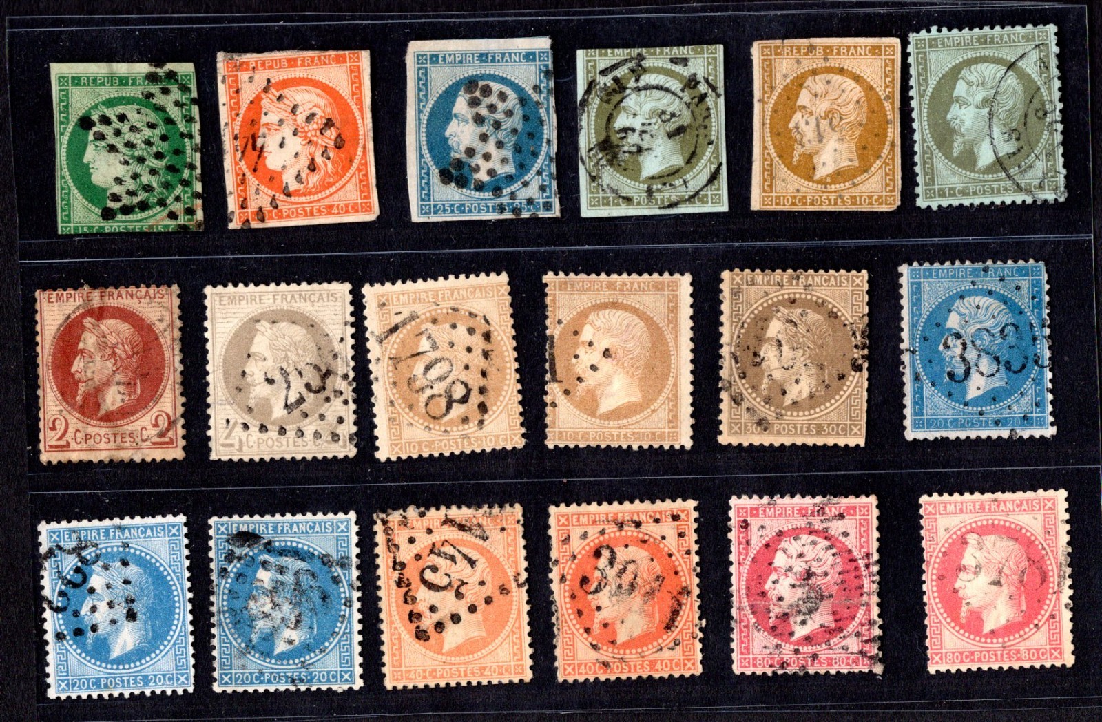 France 1849-1870 Collection Of 18 Stamps, Ceres & Napoleon, Perf & Imperf