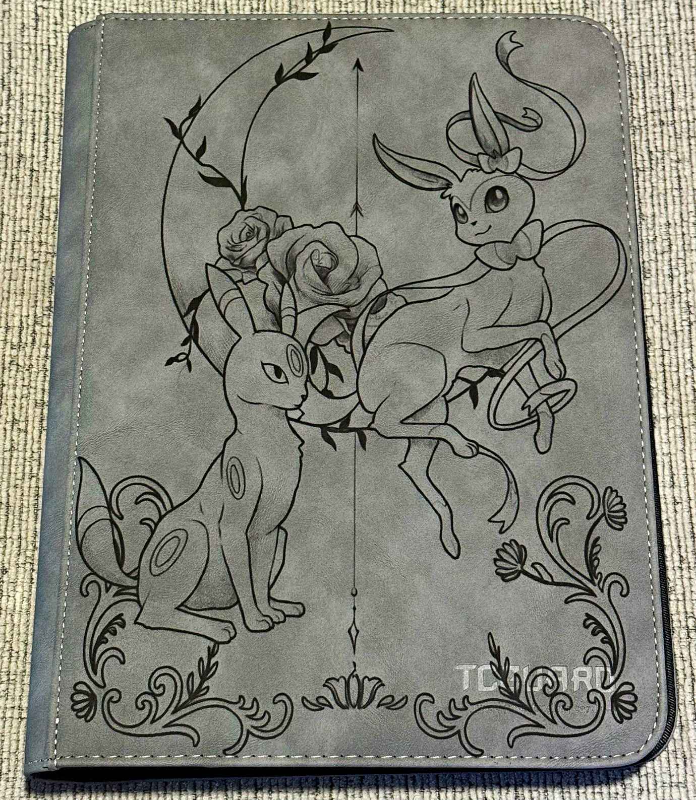 Umbreon & Sylveon - Pokemon- 540 Card - 9 pocket Binder - Gray - Made To Order