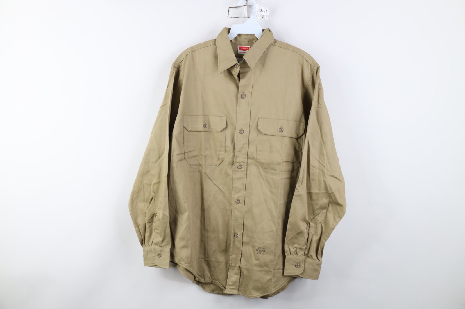 Vtg 50s Penneys Mens 15.5 Sanforized Cotton Collared Button Shirt Workwear USA