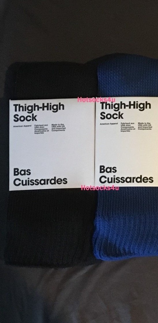Vintage American Apparel Thigh High Socks Deadstock Striped Solid Over The Knee