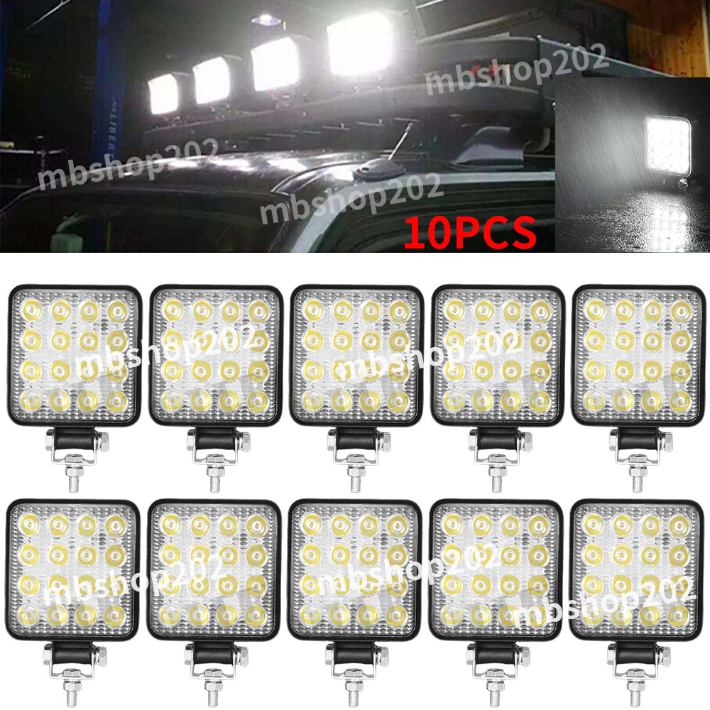 10 x 48W LED Work Pod Truck OffRoad Tractor Spot Flood Lights Lamp 12V Square