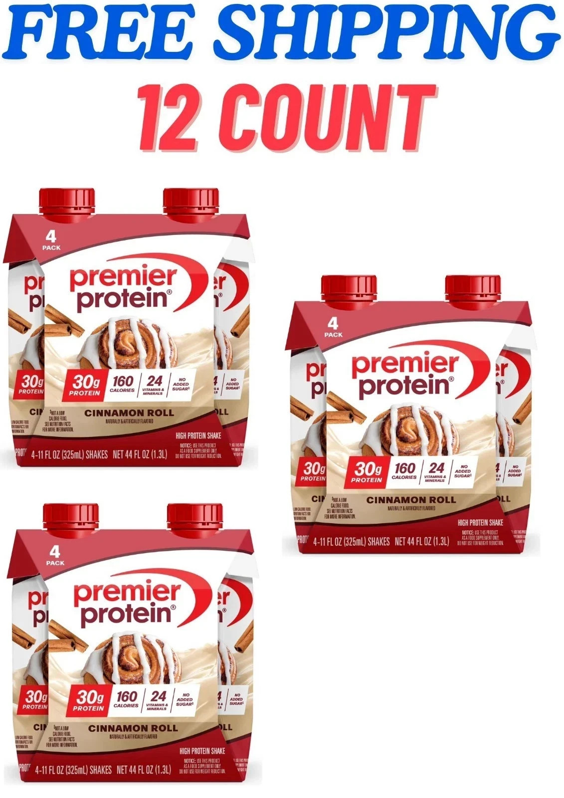 Premier Protein Shake, Cinnamon Roll, 30g Protein, 11 Fl Oz, 12 Ct