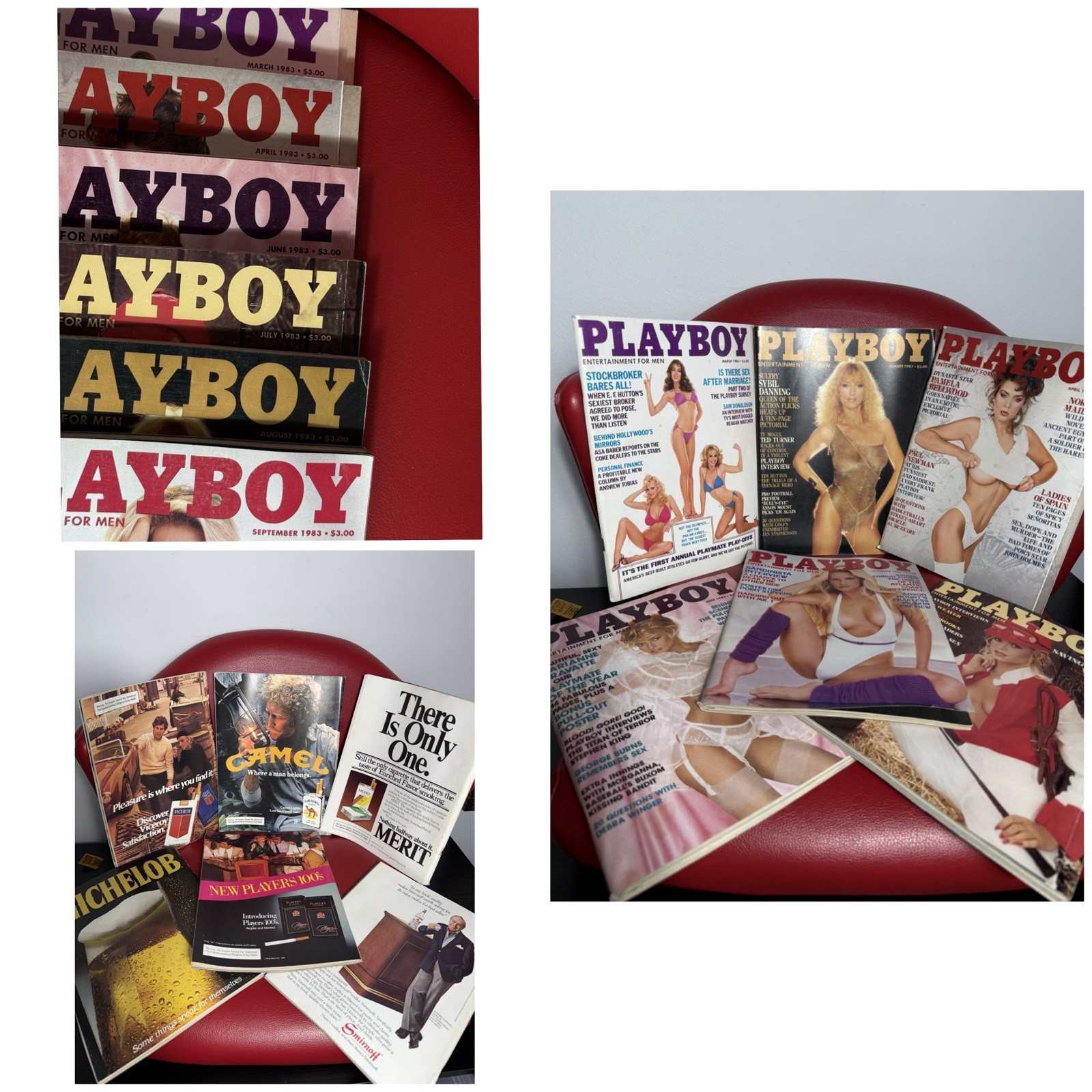 VTG 1983 Playboy Magazine Lot 6 MarJul Aug Sept Sybil Danning Centerfolds Intact