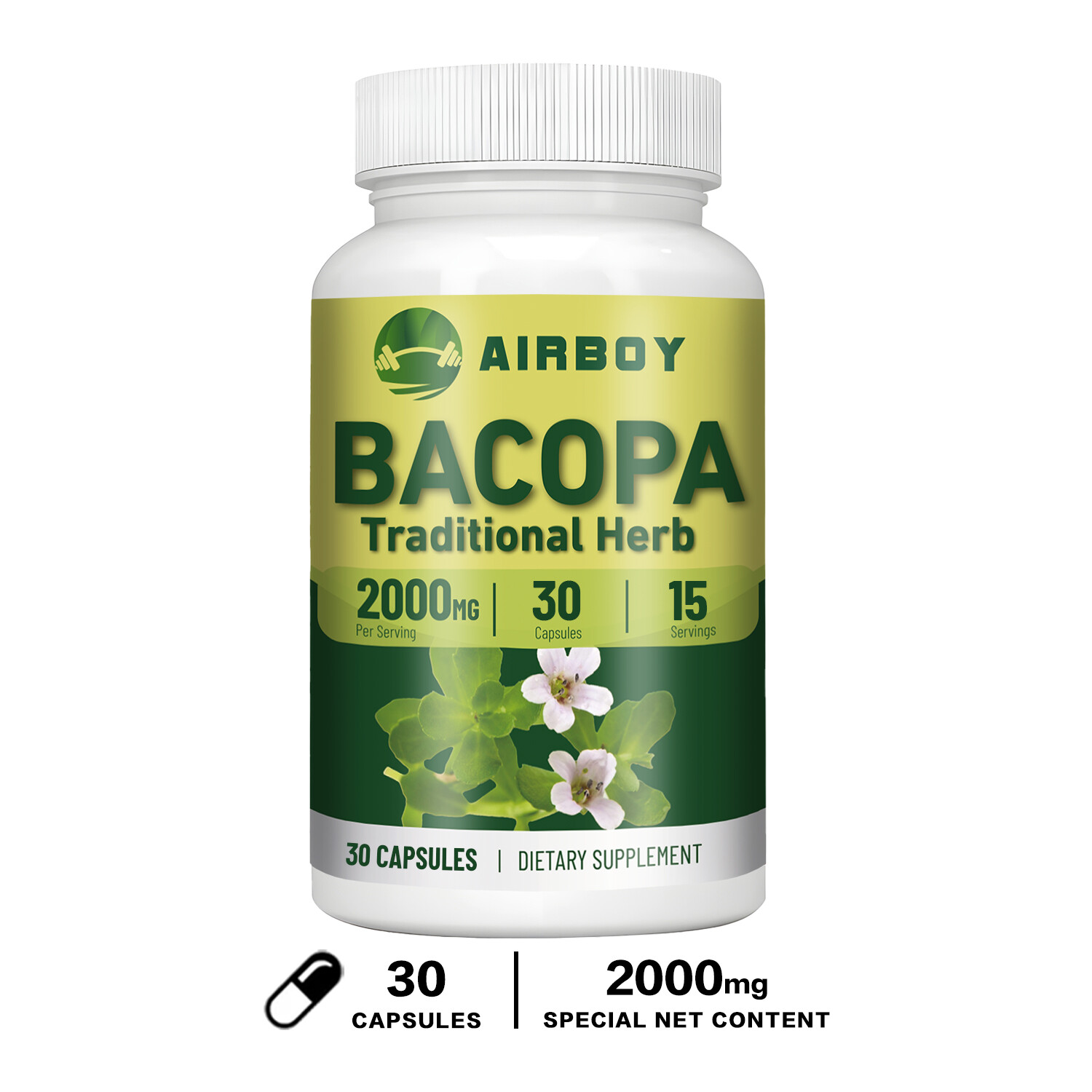 Bacopa Monnieri 2000mg - Boost Memory Focus Enhancer Stress Relief - Non GMO