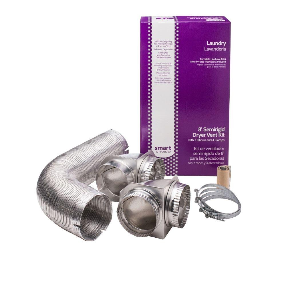 Smart Choice 8 ft. Semi-Rigid Dryer Vent Kit with Close Elbows - Silver
