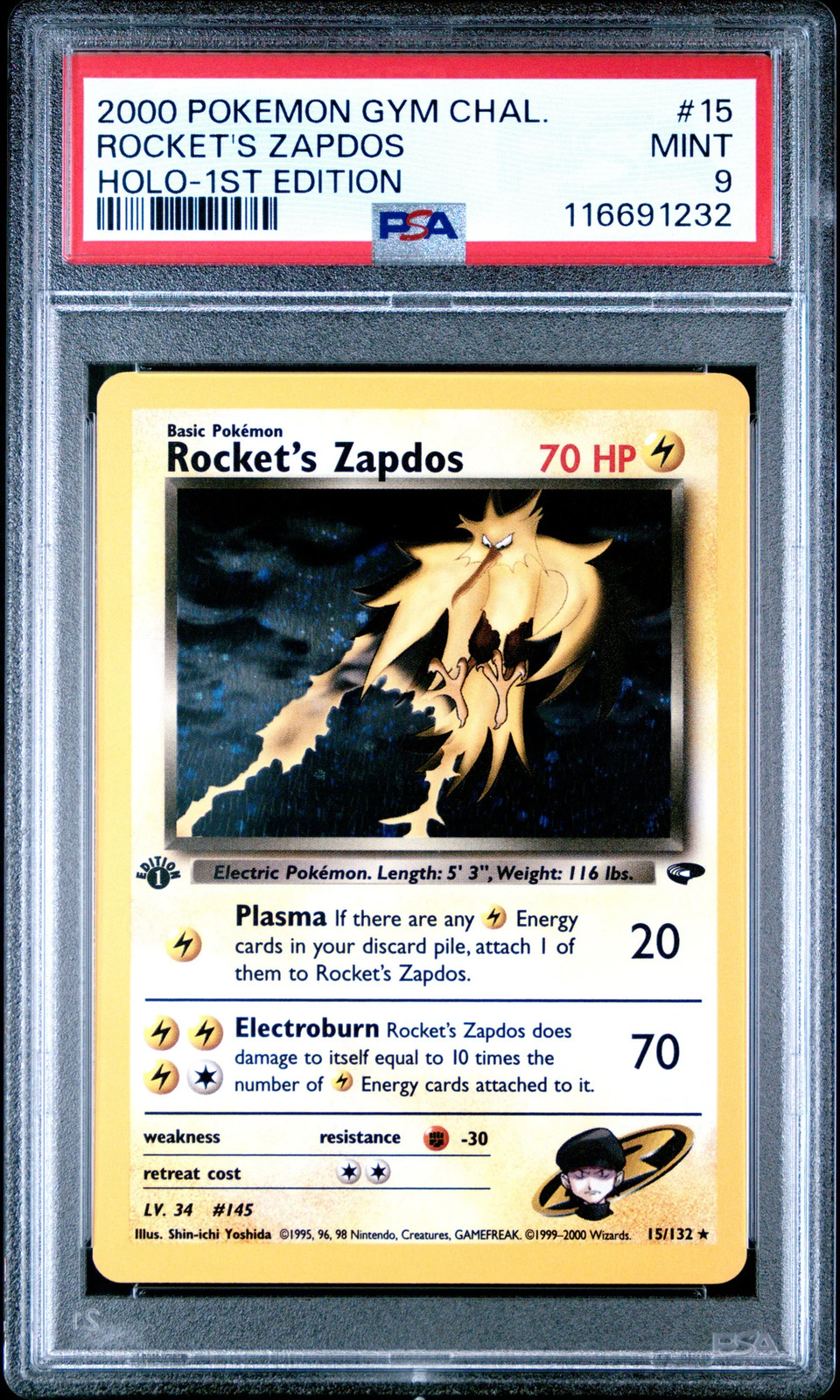 2000 Pokemon Gym Challenge Rocket's Zapdos Holo-1st Edition PSA 9 #15 2000 Pokemon Gym Challenge Rocket's Zapdos Holo-1st Edition PSA 9 #15