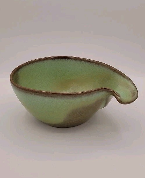 VINTAGE Prairie Green Frankoma Pottery 4X Centerpiece Bowl 6 1/2\