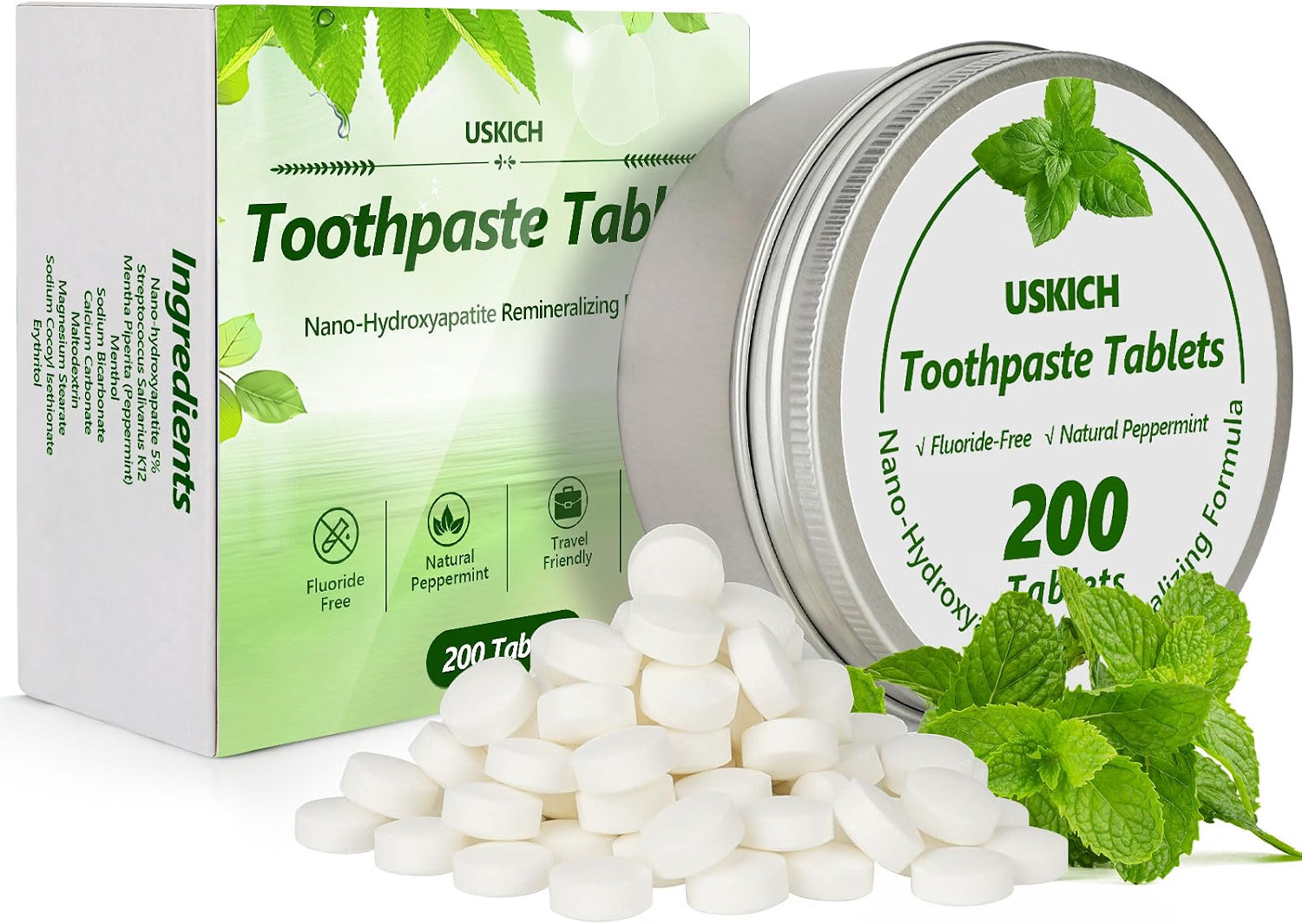 Whitening Toothpaste Tablets 200 Count - Nano Hydroxyapatite Fluoride Free Tabs. Whitening Toothpaste Tablets 200 Count - Nano Hydroxyapatite Fluoride Free Tabs.