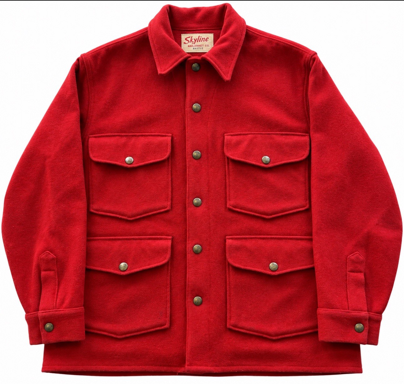 Vintage Skyline Blanket Co Seattle Red Wool Hunting Jacket 4 Pocket Workwear