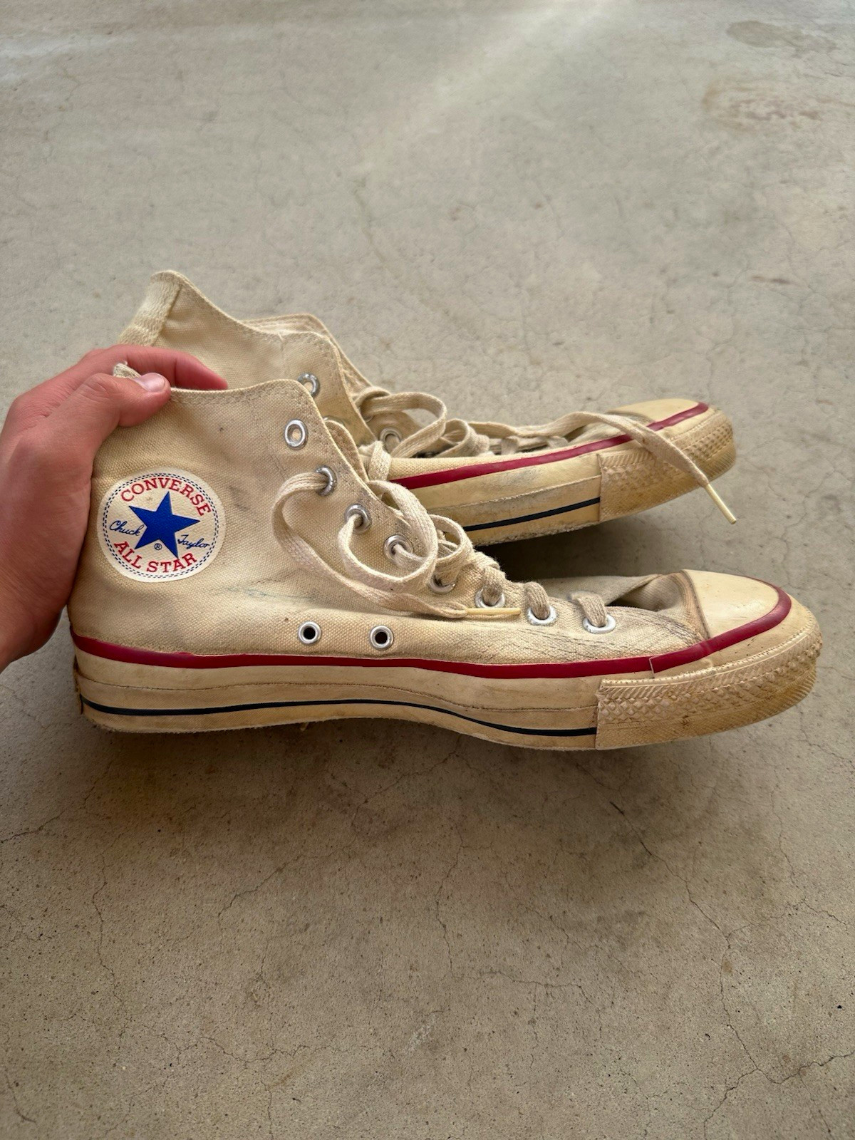Vintage late 70s-early 80s made in USA converse white high top men size 9