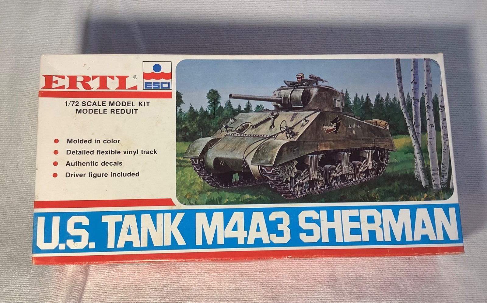 Ertl ESCI U.S. Tank M4A3 Sherman Tank Model Kit 1:72 #8306 Open Box Parts Sealed
