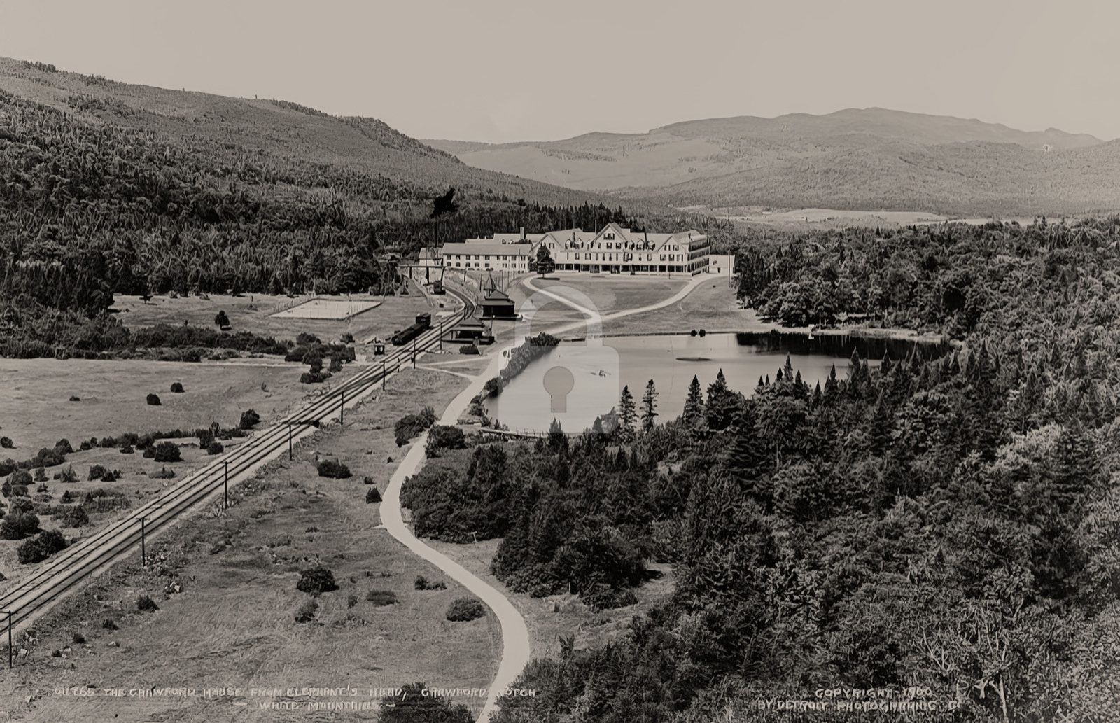 Crawford House from Elephant's Head White Mts. NH c1900 RPPC Photo Postcard COPY
