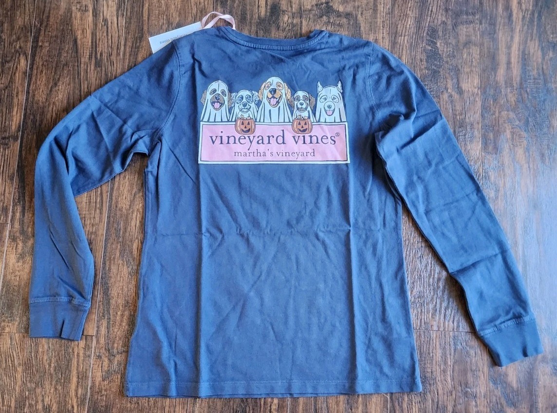 VINEYARD VINES Halloween Dog Ghost Long Sleeve Sz XS Vintage Whale Shirt NWT