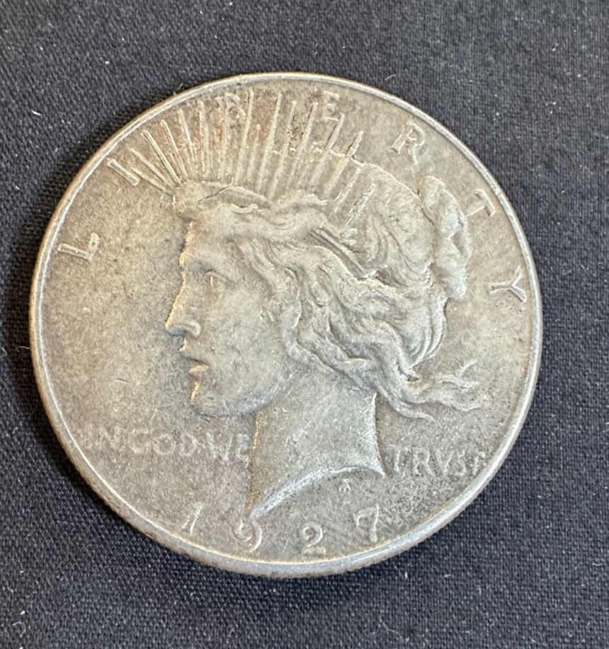 1927-S Peace Dollar- Silver $1 Coin Almost Unc- Semi Key Date Original Surfaces