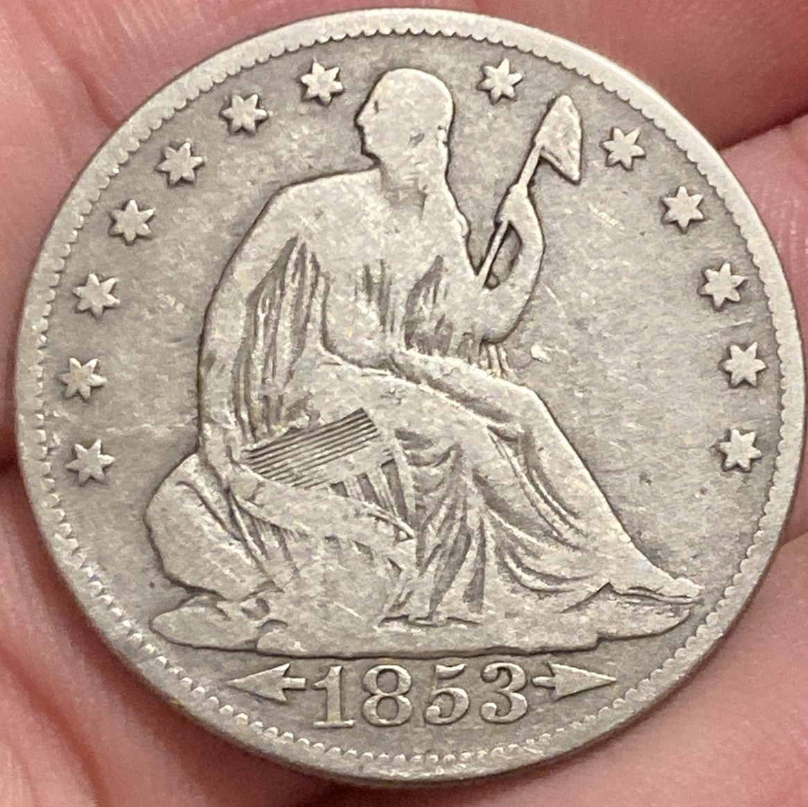 1853-O Arrows & Rays Seated Liberty Half Dollar