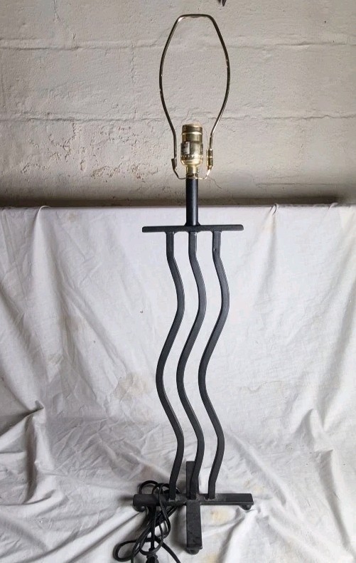 Vintage Postmodern Memphis Group Sculpture Squiggle Wave Table Lamp Cast Iron... Vintage Postmodern Memphis Group Sculpture Squiggle Wave Table Lamp Cast Iron...