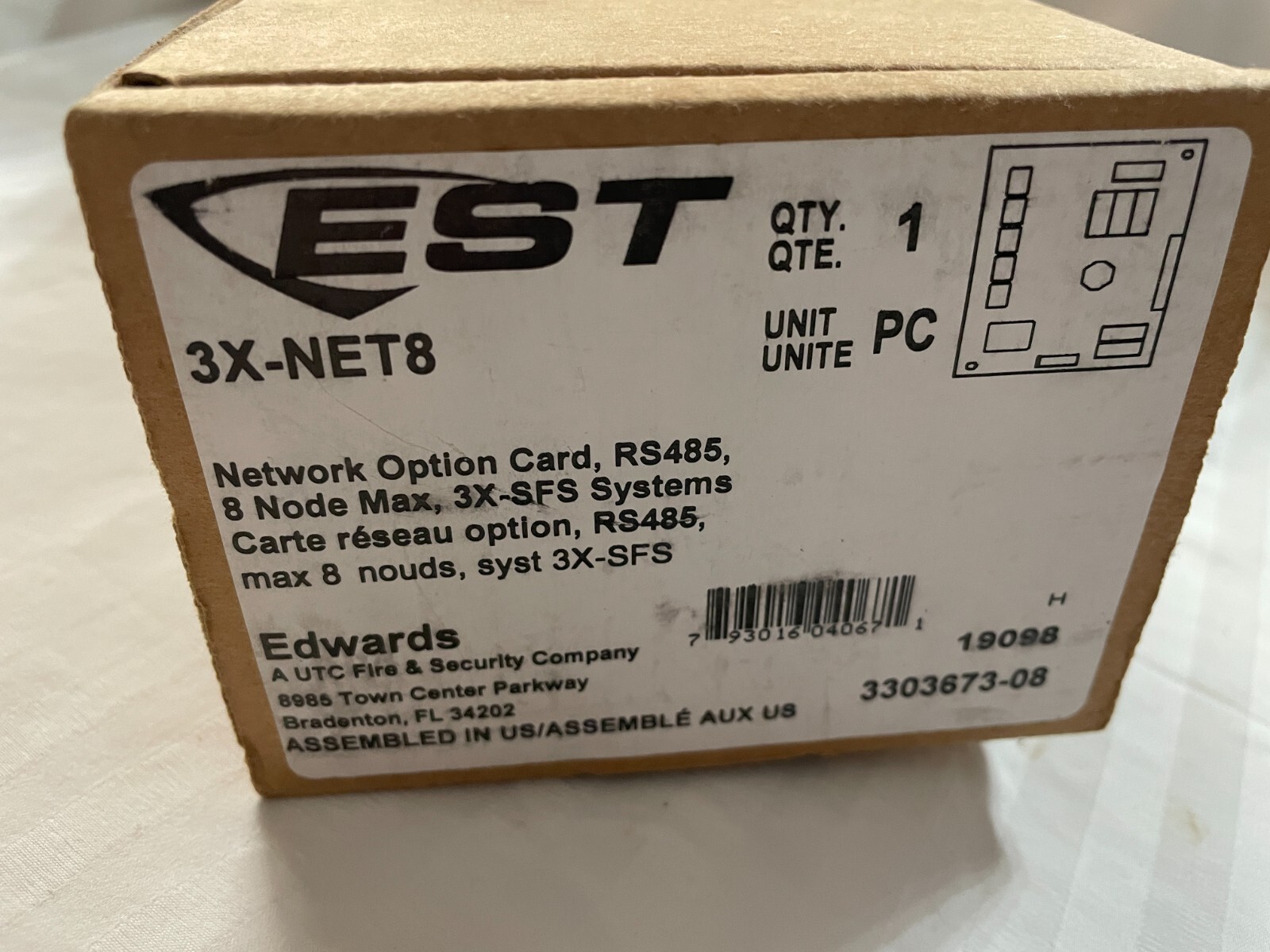 Edwards EST 3X-NET8 RS-485 Network Adapter Card for SFS1-CPU Main Board [CTA]