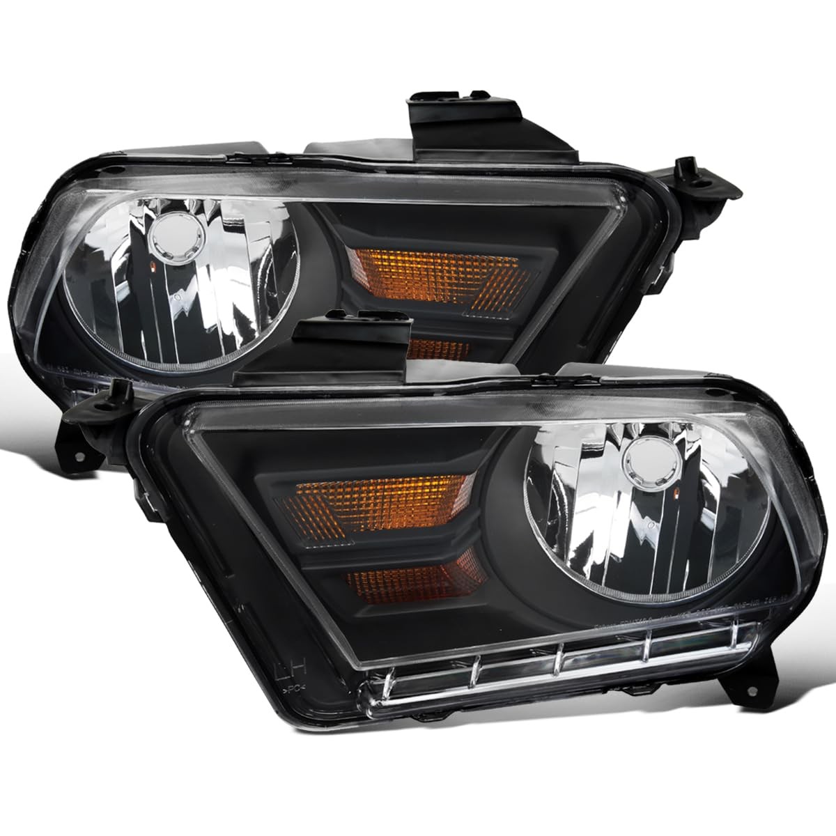 - Fits 2010-2014 Ford Mustang Halogen Headlights Replacement Assembly | Black