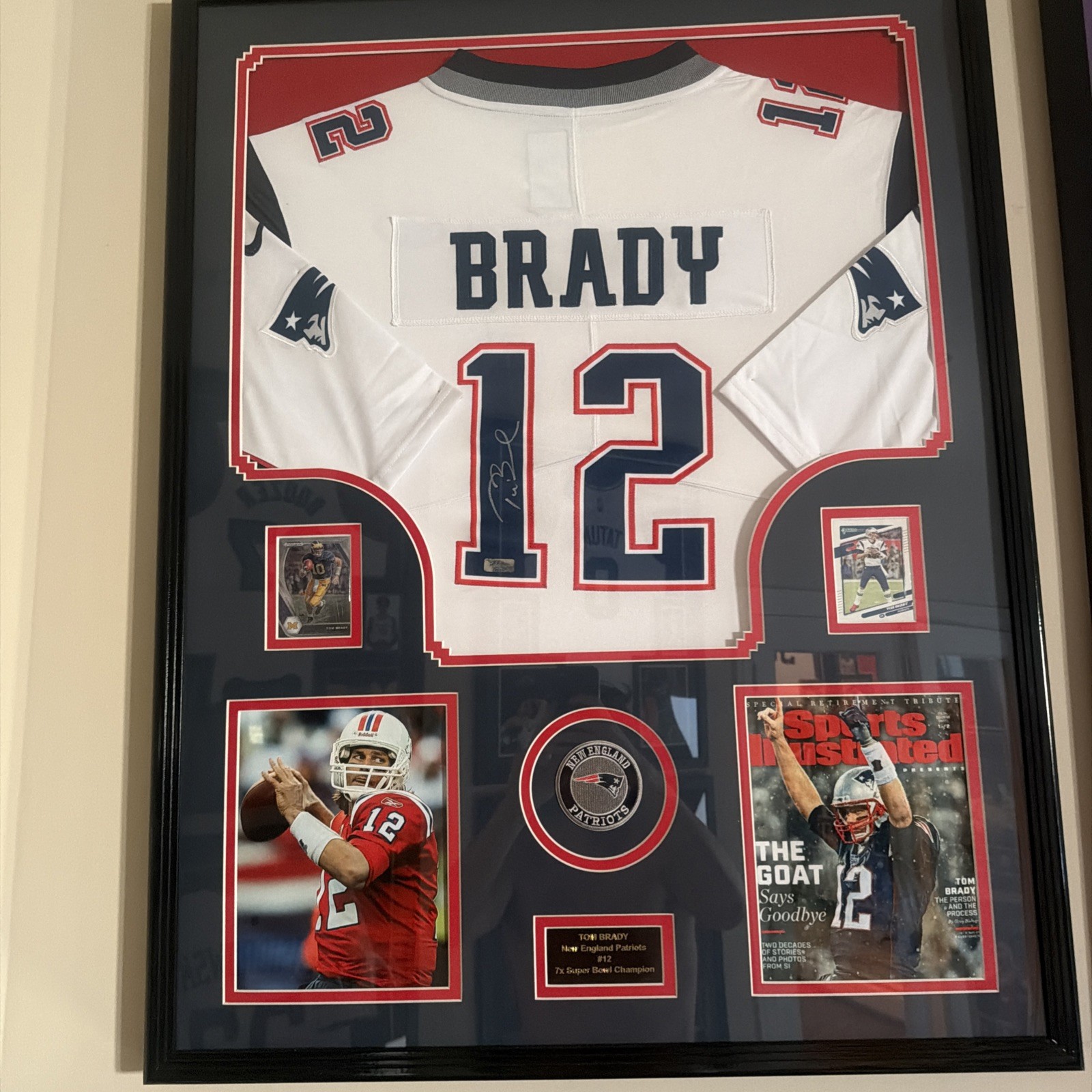 TOM BRADY Signed Framed Jersey Authenticated + COA New England Patriots 