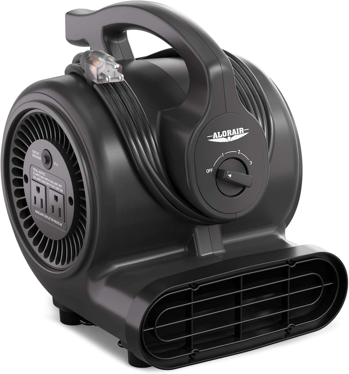 ALORAIR 3-Speeds Air Mover Blower Fan 115W 600CFM Utility Floor Fan - Black