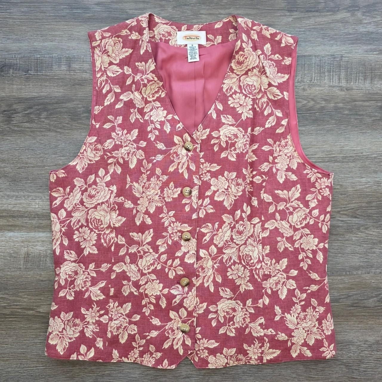 Vintage Talbots Floral Linen Blend Vest Waistcoat Red Pink 90s Cottagecore Small Vintage Talbots Floral Linen Blend Vest Waistcoat Red Pink 90s Cottagecore Small