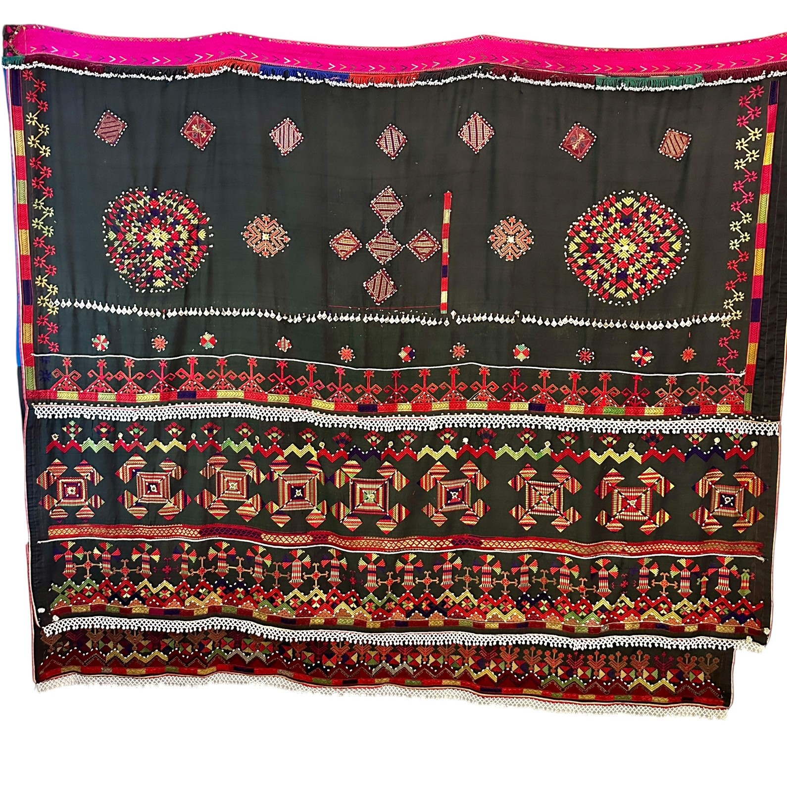 Rare Antique Central Asian Kohistani Wedding Shawl Tribal Embroidered Textile