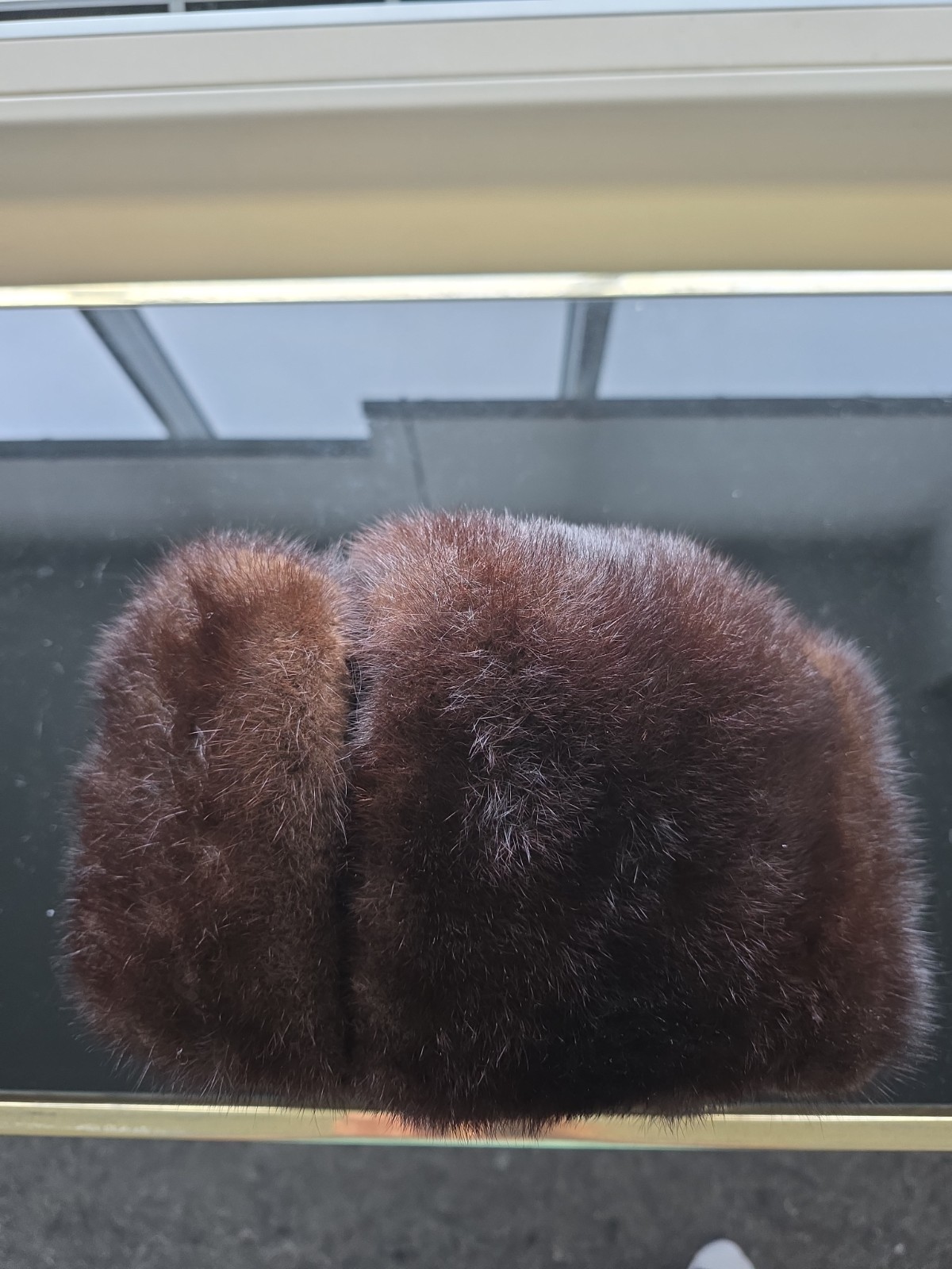Men\'s winter fur mink hat ushanka. Soviet hat for strong winters, vintage brown