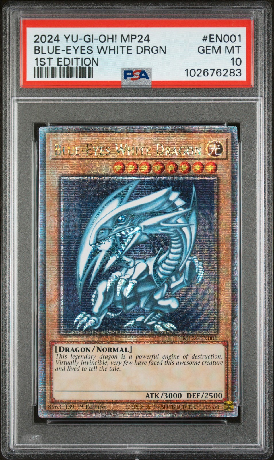 2024 Yu-Gi-Oh Blue-Eyes White Dragon MP24-EN001 Quarter Century Rare PSA 10 2024 Yu-Gi-Oh Blue-Eyes White Dragon MP24-EN001 Quarter Century Rare PSA 10