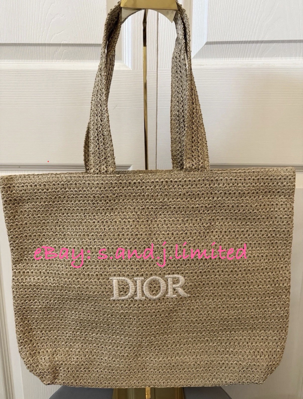 Dior Beauty GWP Beige Straw Tote Bag Brand New Large Summer Beach Shopping Bag