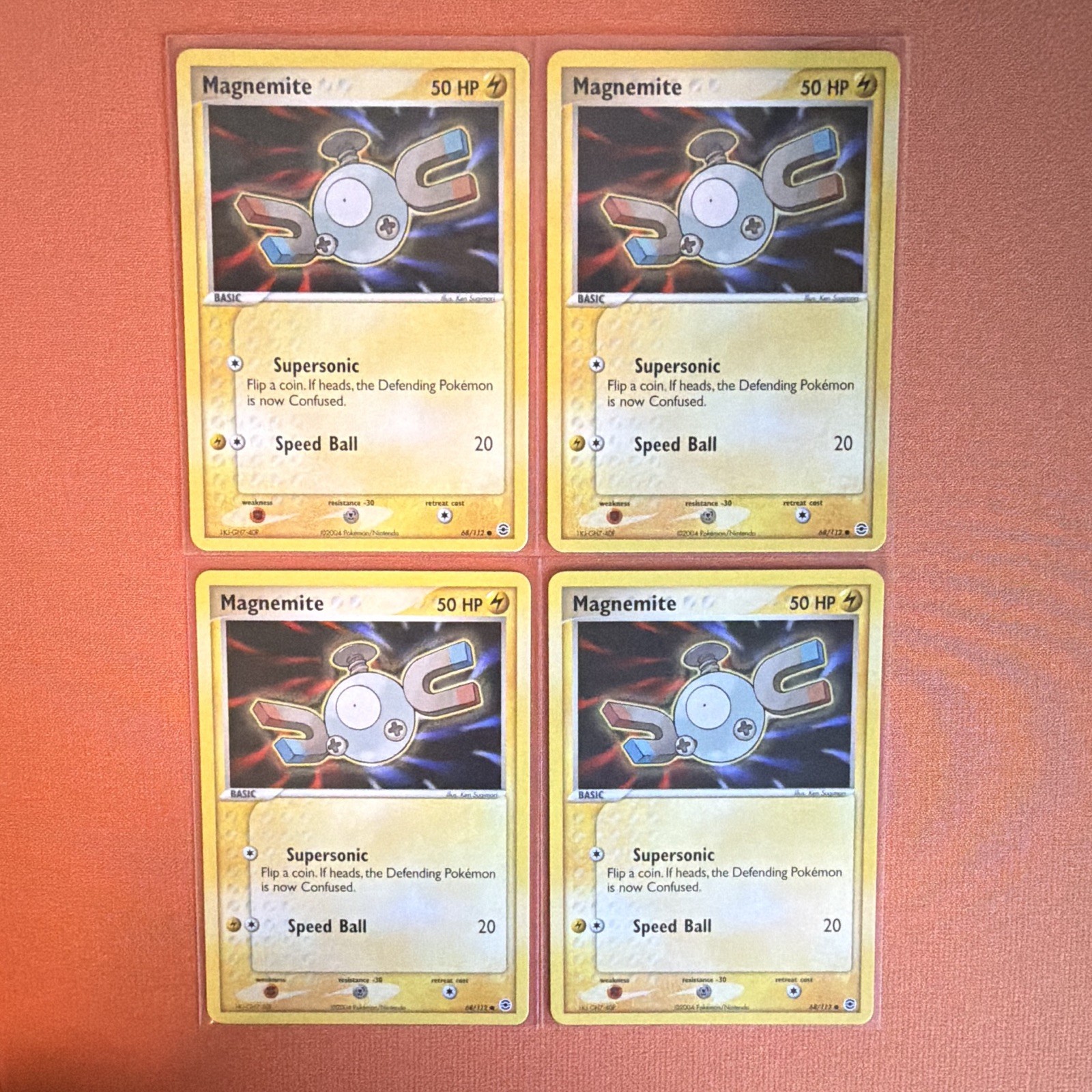 Nintendo Pokémon TCG Magnemite 4-Card Lot | EX FireRed & LeafGreen 68/112 2004 Nintendo Pokémon TCG Magnemite 4-Card Lot | EX FireRed & LeafGreen 68/112 2004