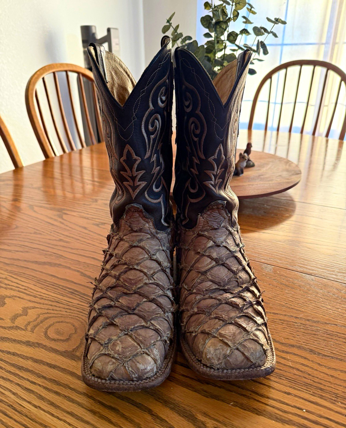 Cavenders Men’s Western Cowboy Boots Brown Square Toe Pull-On 10D