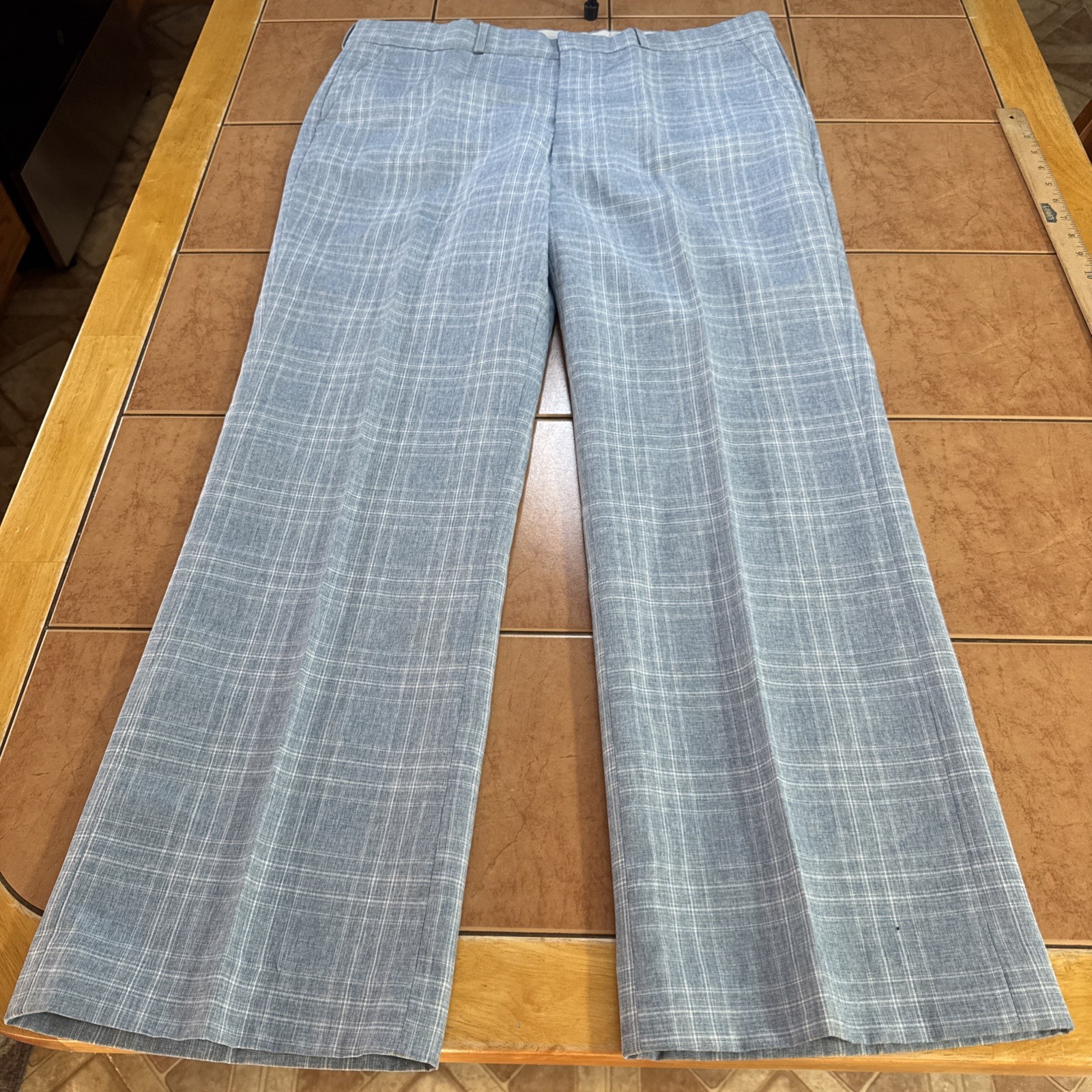 Vintage FARAH Flare Pants Men\'s Sz 36 x 29 Blue White Plaid USA Made Vintage FARAH Flare Pants Men\'s Sz 36 x 29 Blue White Plaid USA Made