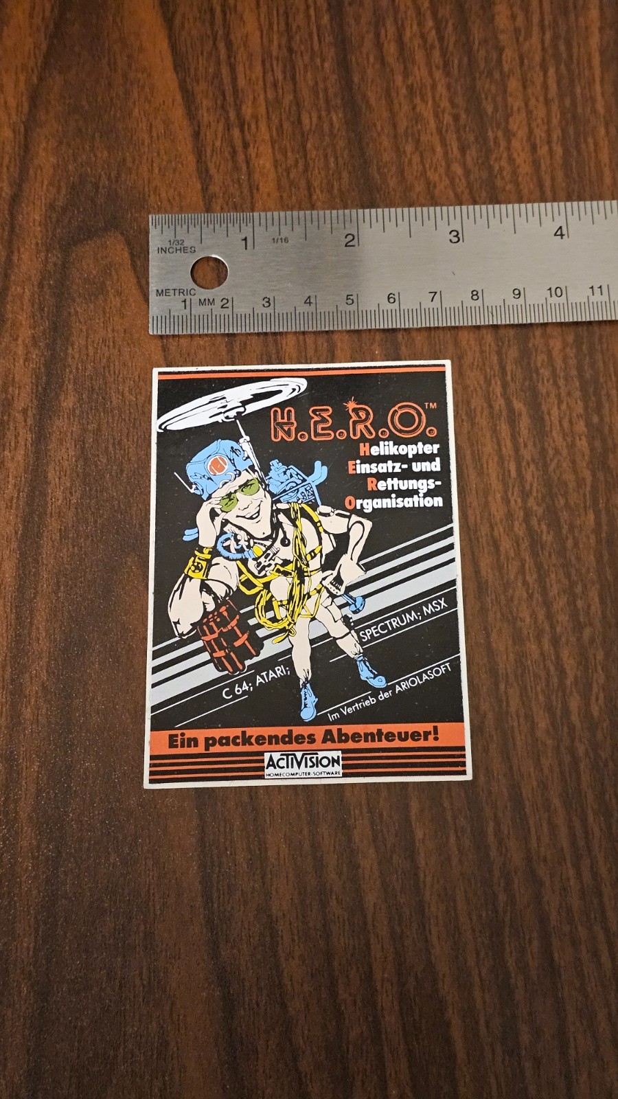 Ex rare 1980s H.E.R.O. hero Activision Atari 2600 store promo sticker decal Ex rare 1980s H.E.R.O. hero Activision Atari 2600 store promo sticker decal