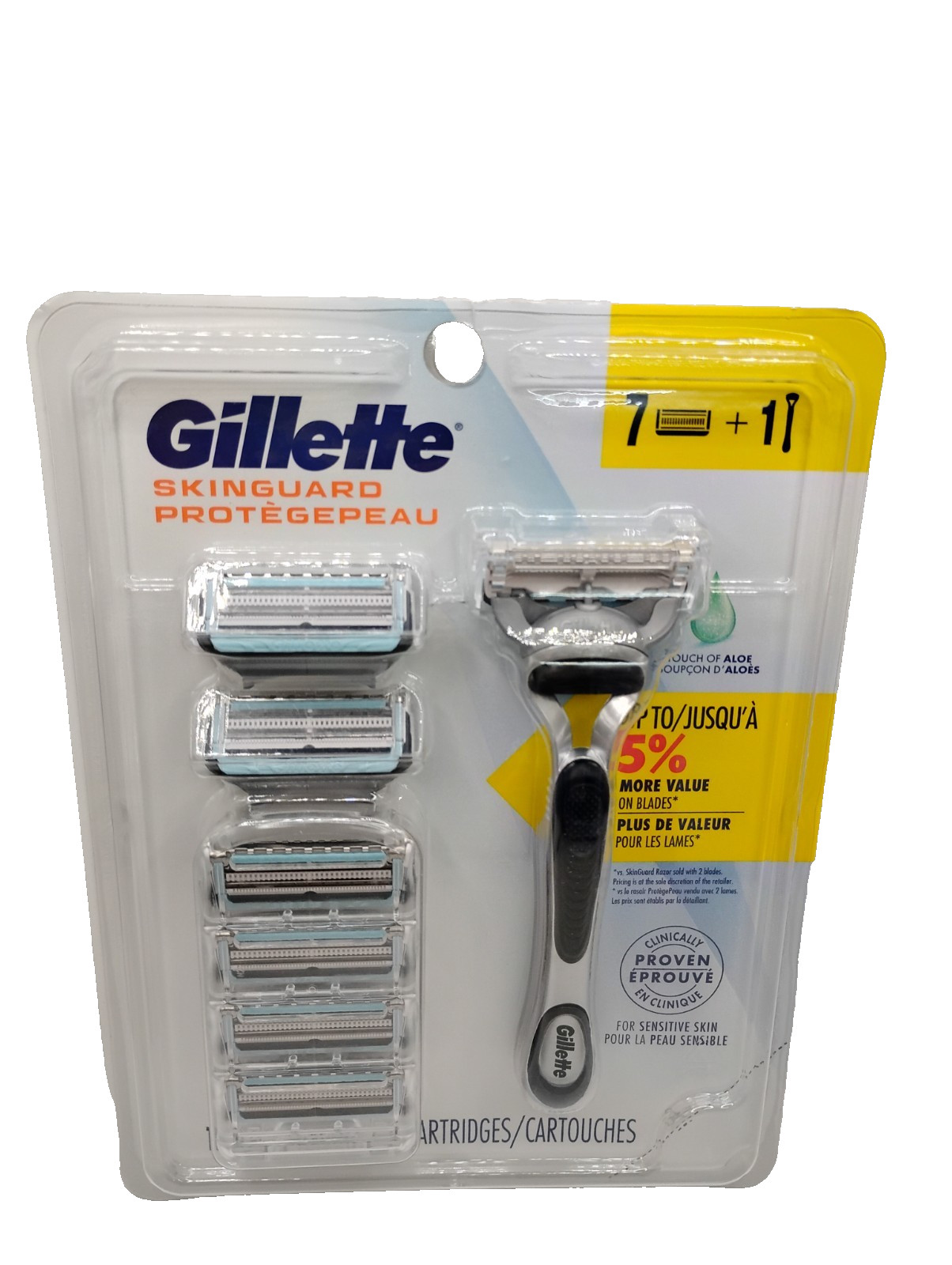 NEW Gillette SkinGuard Men\'s Razor Handle + 7 Cartridges NEW Gillette SkinGuard Men\'s Razor Handle + 7 Cartridges