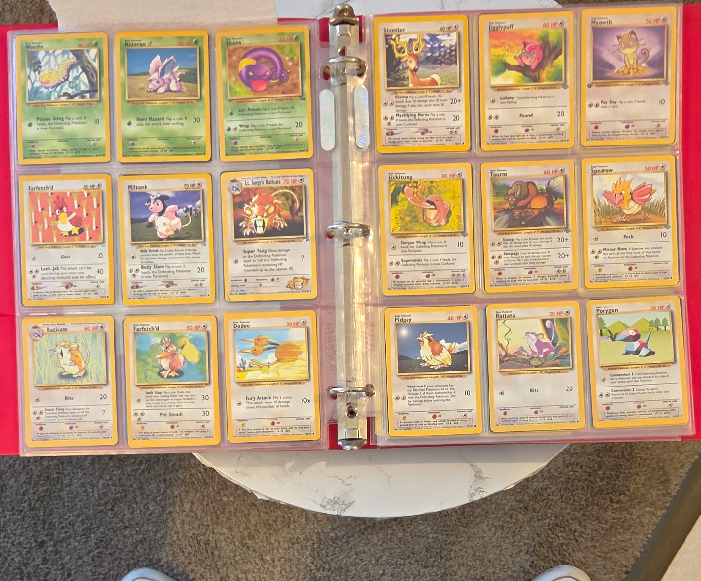 Pokémon TCG WOTC Base/Jungle/Fossil Binder Page 18-Card Lot EN Weedle