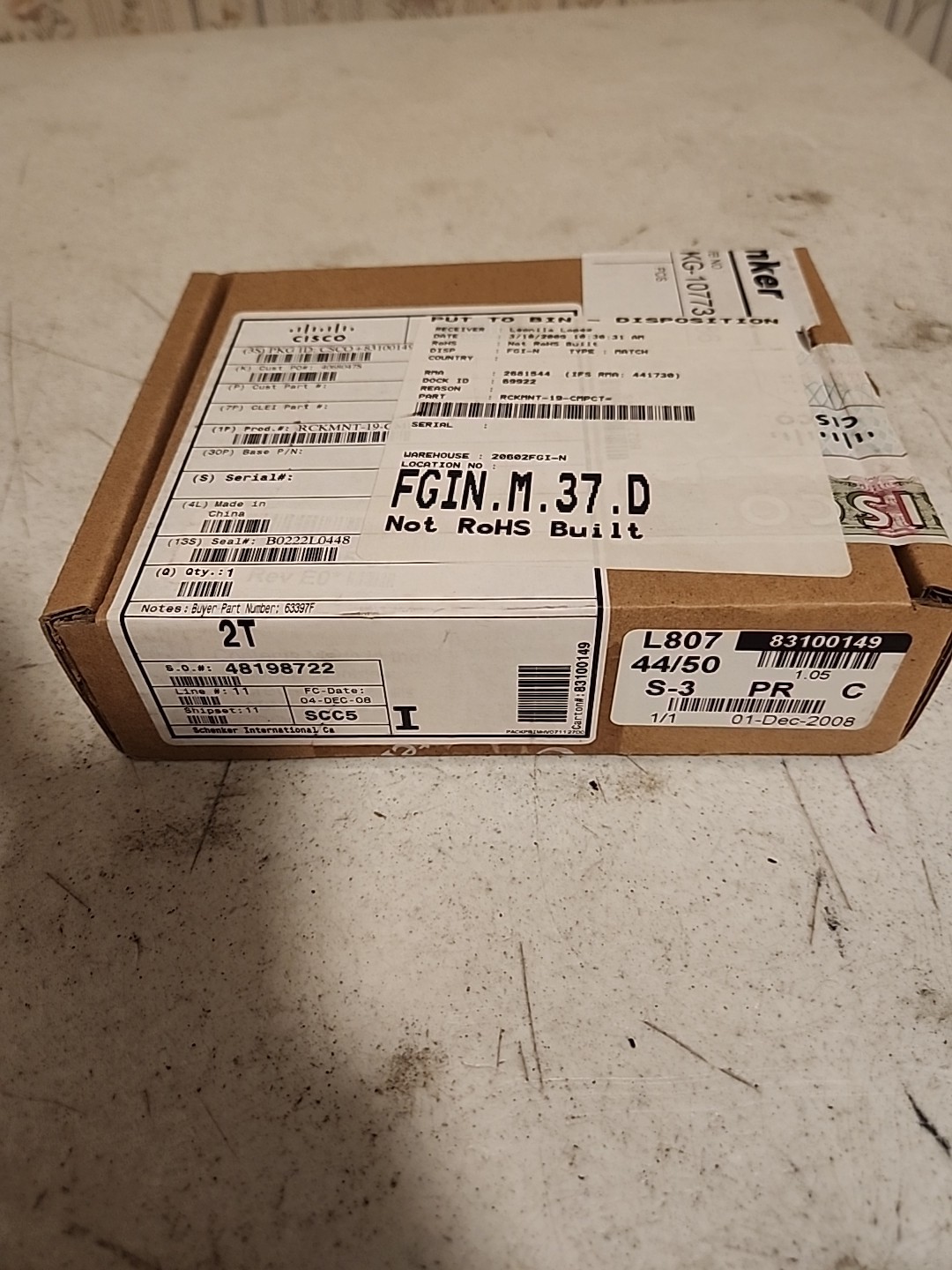 Cisco RCKMNT-19-CMPCT 19in Rackmount Bracket Kit for Catalyst Switch 53-2905-01