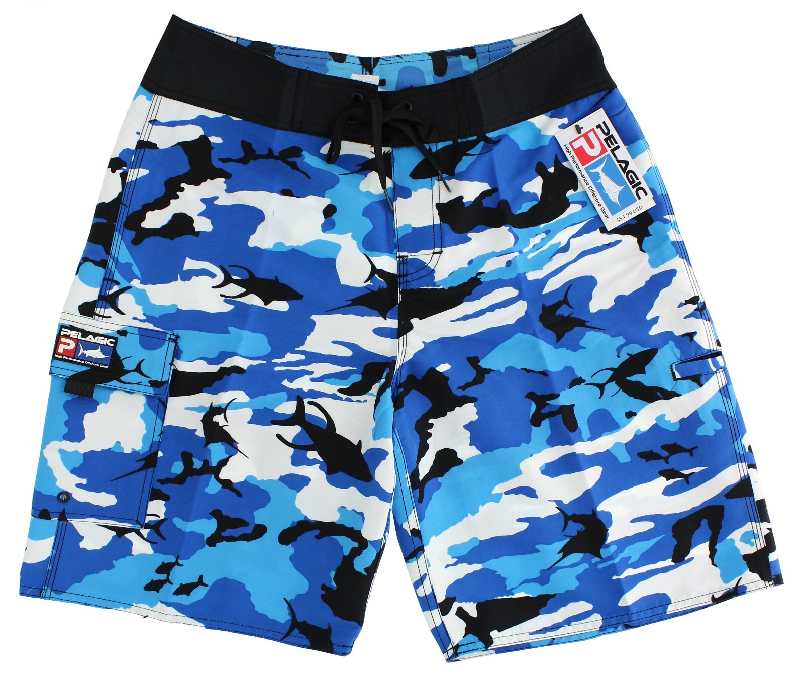 Pelagic Men\'s Fishing Shorts 222, High-Performance Fish-Print Camouflage Shorts