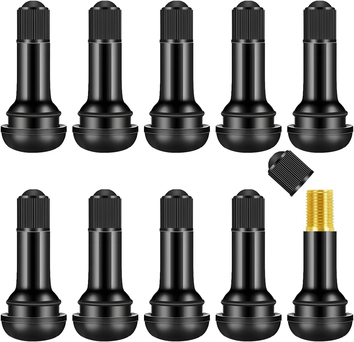 10 Pcs Snap-in Tire Valve Stems, TR413 Rubber Tubeless Tire Valve Stems - Fits 0