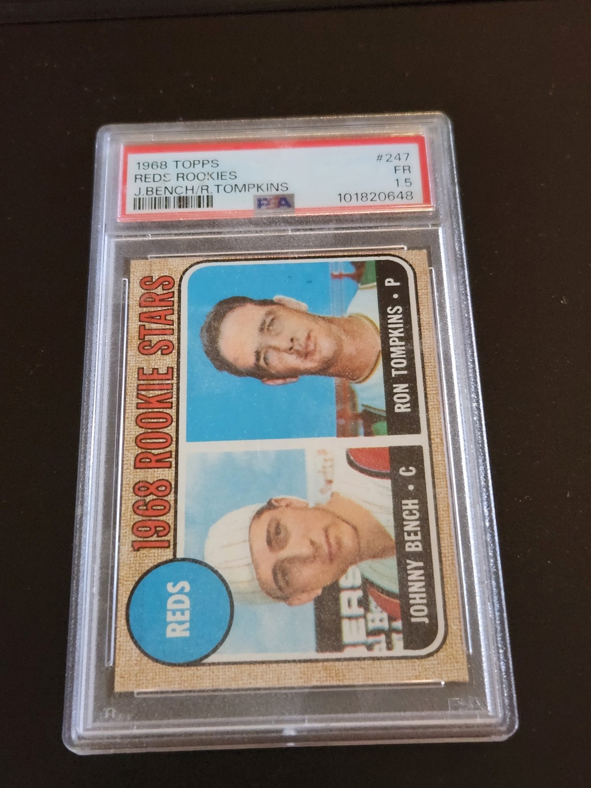 1968 Topps Reds Rookies Bench/Tompkins RC #247 PSA 1.5 FR Cincinnati Reds 