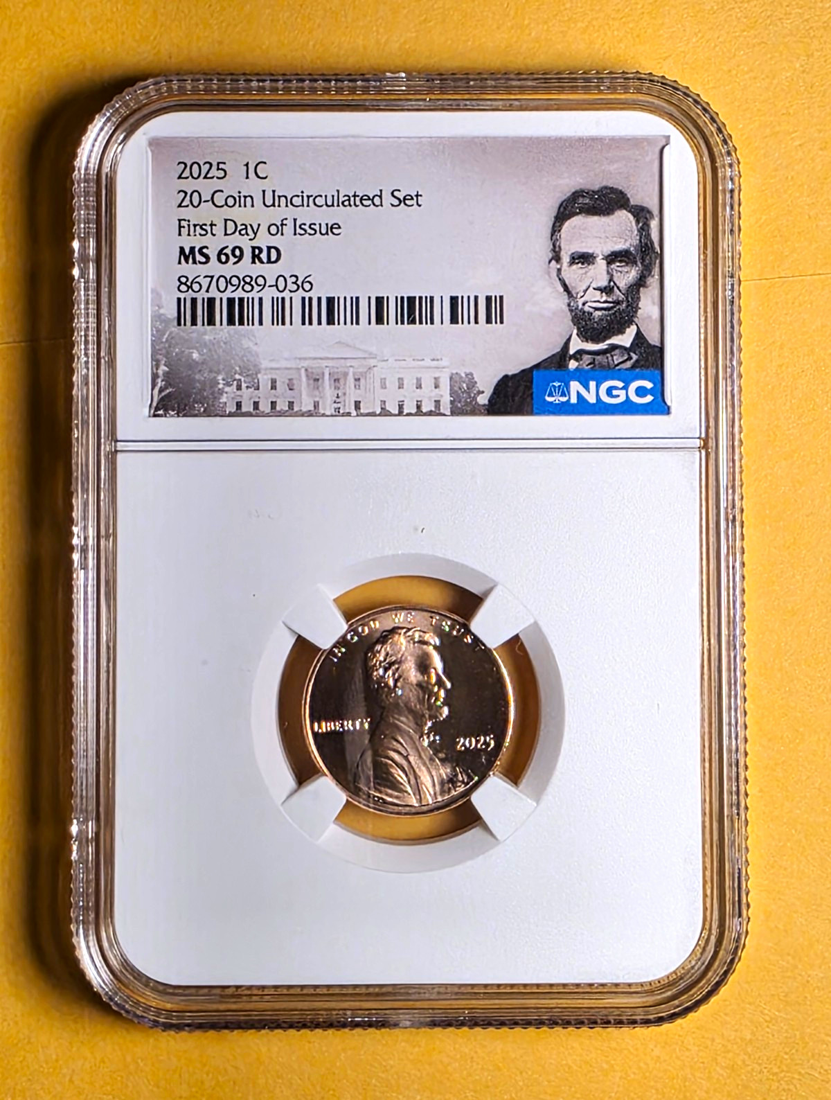 2025-P Lincoln Shield Cent Small Cent 1C NGC MS69 RD First Day of Issue