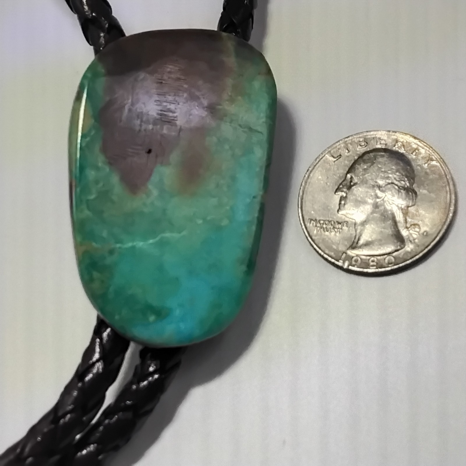 Handmade Royston Turquoise Brown Genuine Leather Bolo